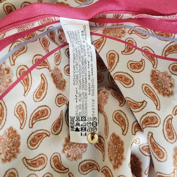 Zara Paisley Floral Printed Satin Button Front Shirt Blouse Women's Medium - Picture 16 of 16